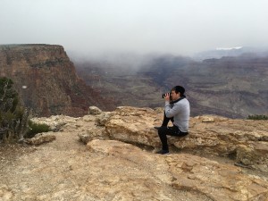 Kevin Canache at the Grand Canyon and snowing  